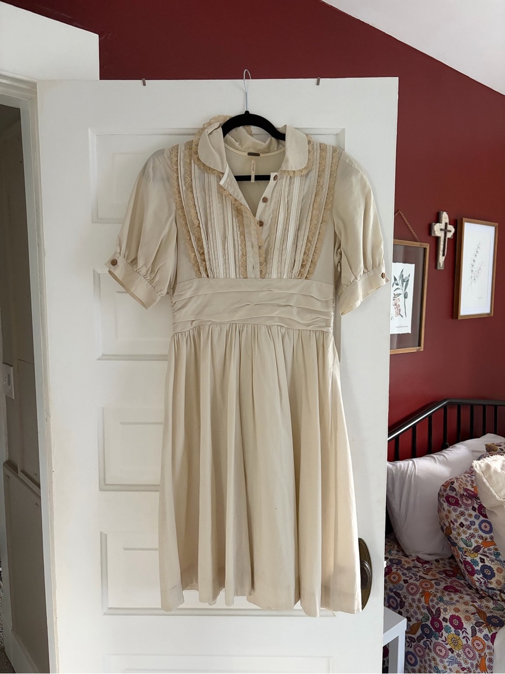 Free People Vintage-Inspired Short Sleeve Pleated Dress